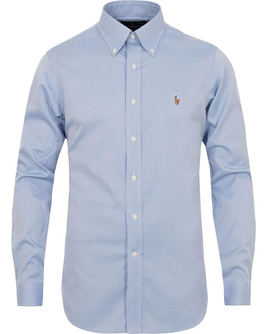 polo ralph lauren slim fit button down shirt light blue Fasjonable Klær 810e2